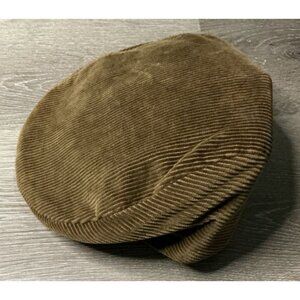 Vintage Corduroy Mens Brown Newsboy Cap Stevenson Made in‎ Italy